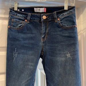 CABI  dark wash skinny Jean with distressing